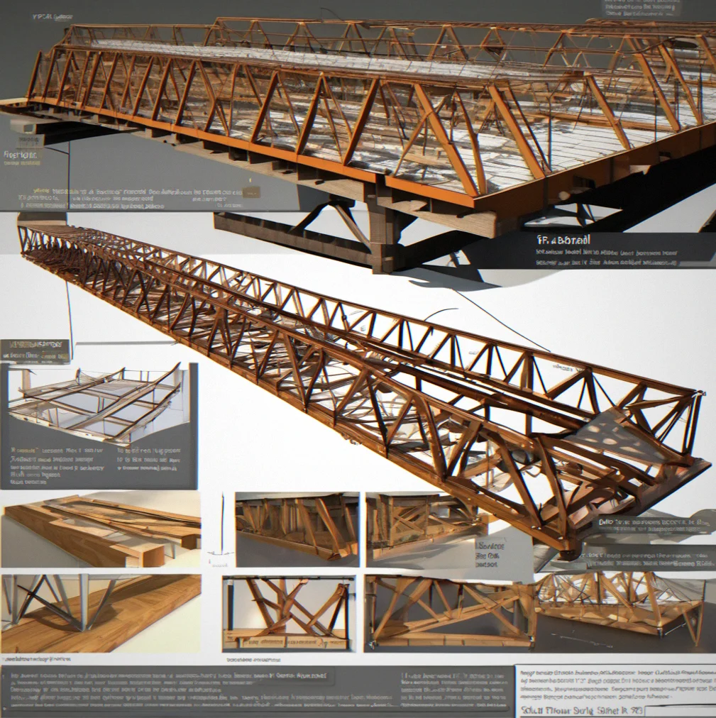 Overhead view of a steel truss bridge mid-construction with cost budget displayed and physics simulation active